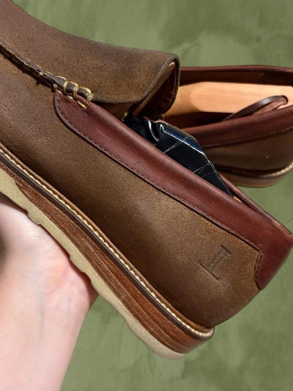 LUCCHESE Men's Brown Suede Slip-On Loafers